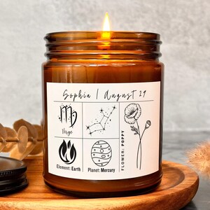 Personalized Zodiac Candle: Custom Astrology Star Sign Gift