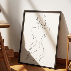 Minimalist Woman Silhouette Wall Art, Modern Line Art Print, Aesthetic Female Portrait, Digital Wall Decor, Abstract Woman Print, Art Gift