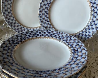 Plates for 6. Diameter 18cm. Lomonosov. Cobalt Net. USSR.