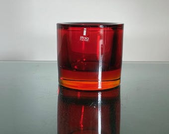 Iittala, RARE, Red KIVI Votive, designed by Heikki Orvola, Marimekko.
