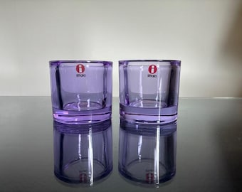 Iittala, Two Light Lilac KIVI Votive, Heikki Orvola, Marimekko.