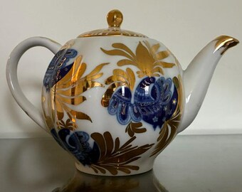 Imbryk porcelanowy Łomonosowa Tulip Golden Garden, 600 ml, ZSRR.