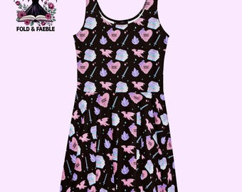 Fantasy Reader Skater Dress, Romantasy Bookish Apparel, Dragon Pastel Goth Dress, Book Lover Gift, Bookish Outfit, Booktok Merch