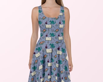 Fantasy Bookish Reader Skater Dress Romantasy Dragon