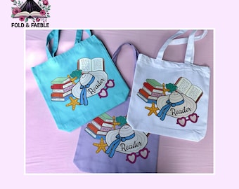 Summer Beach Reader Vibes Bookish Tote Bag | Gift for Readers | Coquette | Book Club | Book Tote Bag Accessory