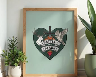 Troon van glasafdruk | Rattle The Stars, fantasy art leesgrage bibliotheeklezer muurdecoratie