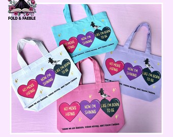 Huntrix Inspired Mini Tote Bag for Kids | K Pop Demon Hunters Merch | Huntrx Gift for Girls | Golden Lyrics | Rumi Zoey Mira