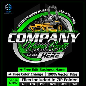Professional Lawn Care Business Logo, Zero Turn Lawn Mower Svg Png, Landscaping Logo, Landscape Logo, Grass Cutting Logo, Lawn Mower Logo