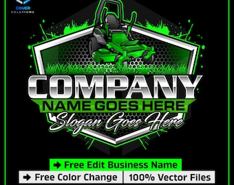Lawn Mower Logo, Lawn Care Logo, Zero Turn Mower Logo, Landscaping Logo, Premade Lawn Care Logo, Yard Service Logo, Garden or Gardening Logo