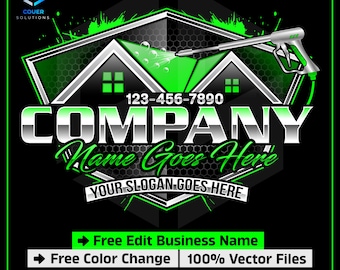 Custom Pressure Washing Logo, Power Wash Business Branding, Roof Cleaning Logo, Soft Wash Company Logo, House Washing Emblem