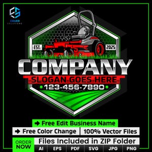 Professional Lawn Care Logo Design with Zero Turn Mower, Landscaping Business Logo, Yard Maintenance Logo for Lawn Service, Lawn Mower Logo
