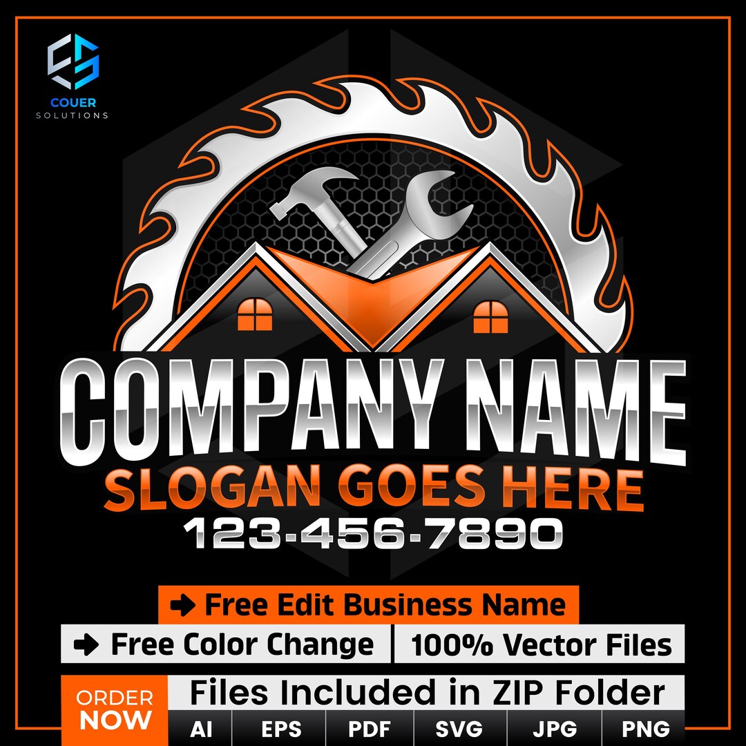 Construction Logo Design, Handyman Home Repair Logo, Roofing and ...