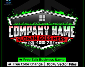 Logo ontwerp gazononderhoud, bewerkbaar landschapsarchitectuur bedrijfslogo, maaibedrijf bedrijfslogo, sjablonen gazononderhoud, Yard Service-logo, logo landschapsarchitectuur