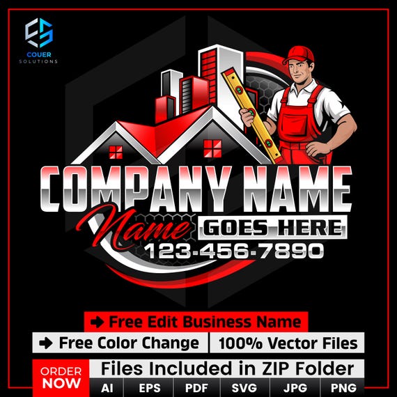 Home Remodeling Logo, Handyman Service Logo, Construction Logo, Roofing Logo, Home Renovation Logo, House Repair Logo, Home Improvement Logo