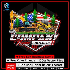 Amerikanische Ausgrabung Bagger Schwere Ausrüstung Bau Kompaktlader Industriemaschinen Bulldozer Graben Mining svg Business Logo
