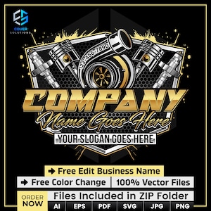 Automotive Diesel Truck Mechanic Turbo Piston Engine Repair Workshop Logo Design Vector Illustration Template for Your Business