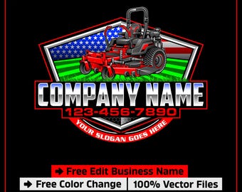 American Lawn Care Logo, Landscaping Business Logo, Mowing Logo, Lawn Services Logo, Zero Turn Mower Logo, Gardening Logo, Lawn Maintenance