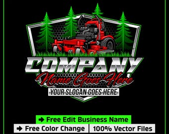 Zero Turn Lawn Mower Lawn Care Logo, Landscaping Services Logo, Lawncare Logo, Lawn Mowing Logo, Gardener Logo, Yard Garden Service Logo