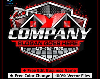 Pressure Power Washing Washer Soft Wash Driveway Window House Clean Cleaning Services Business Logo Design Templates