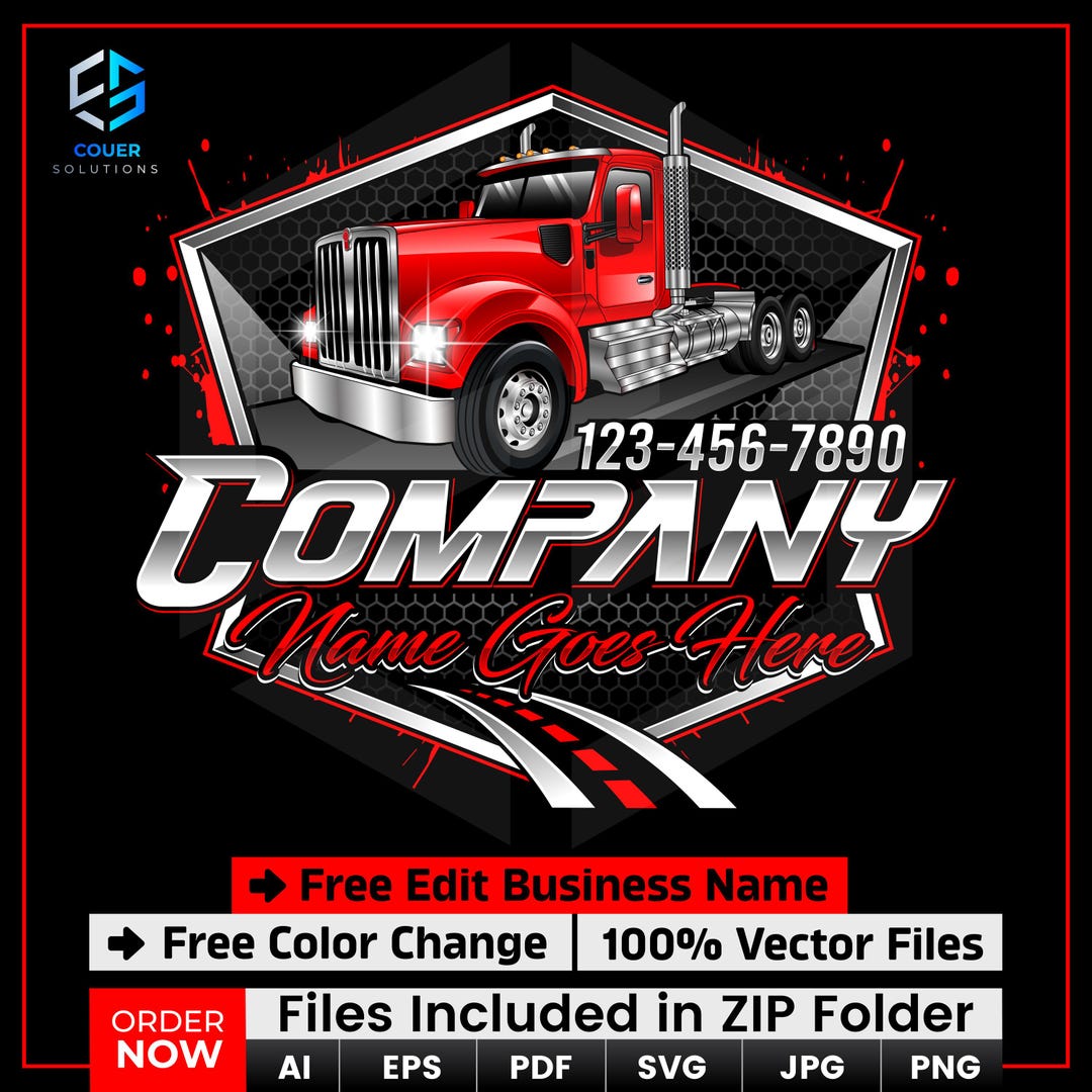 Semi Truck Logo Design, Hotshot Trucking Logo, Transportation Logo ...
