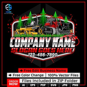 Custom Lawn Care & Forestry Mulching Machine Logo, Land Clearing Logo, Excavator Logo, Lawn Mower Logo, Landscaping Logo, Excavation Logo