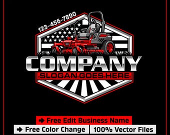 American Lawn Care Logo, Landscape Logos, Landscaping Logo, Lawn Mowing Logo, Lawn Services Logo, Zero Turn Lawn Mower Logo, Gardening Logo
