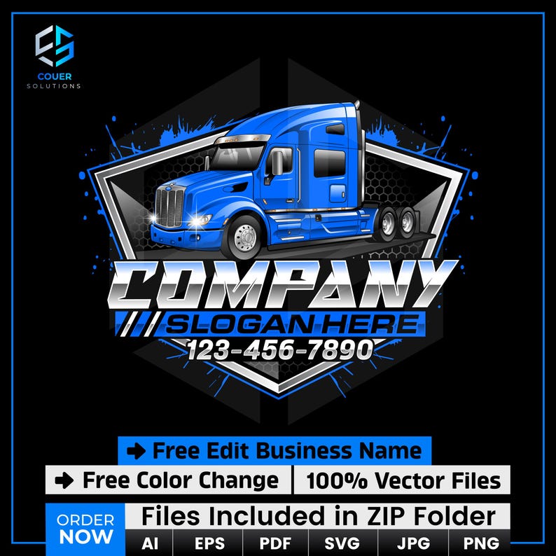 Trucking Logo, Truck Service Logo, Big Rig Logo, Transport Logo ...