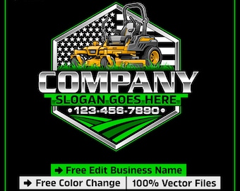 American Lawn Care Logo, Landscaping Business Logo, Mowing Logo, Lawn Services Logo, Zero Turn Mower Logo, Gardening Logo, Lawn Maintenance