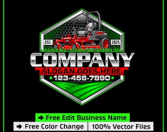Professional Lawn Care Logo Design with Zero Turn Mower, Landscaping Business Logo, Yard Maintenance Logo for Lawn Service, Lawn Mower Logo
