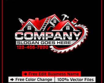 Construction Logo, Handyman Service Logo, Home Repair Logo, Contractor Logo, Builder Logo Template, Remodeling Logo, Home Maintenance Logo