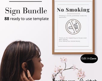 Airbnb host signs, digital signs bundle, printable signs, customizable signs, Airbnb decor, guest instruction signs, Wi-Fi signs