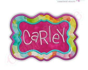 Carley Applique Font Frame- Instant Email Delivery Download Machine embroidery design