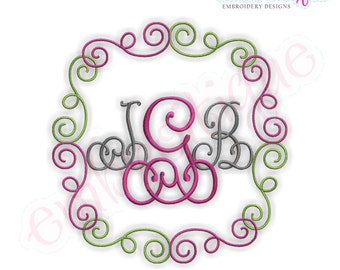Carol Scroll Monogram Font Frame- Instant Email Delivery Download Machine embroidery design