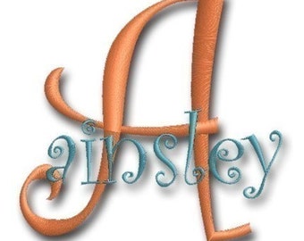 Ainsley Monogram Set - Machine Embroidery Alphabet Letters - Cute Curly Font - Instant Download Machine embroidery design