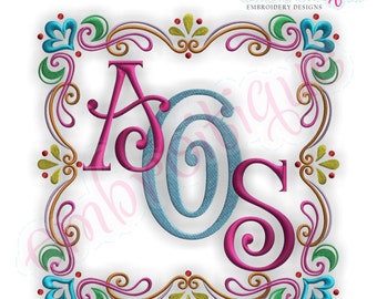 Alexis Monogram Font Frame- Instant Download -Digital Machine Embroidery Design