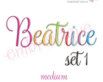 Beatrice 1 Monogram Font- Medium - BX files included- Instant Download Machine embroidery design