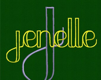 Jenelle Monogram Set- Machine Embroidery Font Alphabet Letters thin cursive outline great for boys and girls