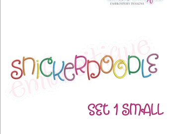 Snickerdoodle Adorable Cute and Curly Font SMALL SET for Machine Embroidery- BX files included- Instant Download Machine embroidery design