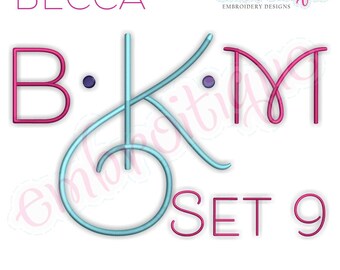 Becca Set 9 - Exclusive Monogram Alphabet Font - Instant Download Machine embroidery design