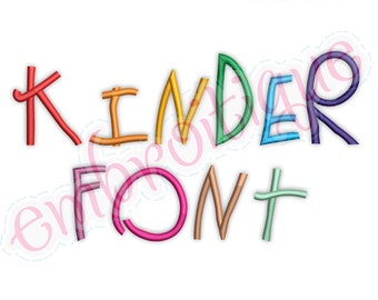 Kinder Writing Kids Font- Machine Embroidery Font Alphabet Letters - Instant Download BX files