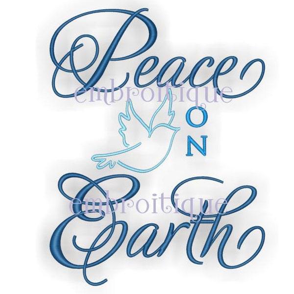 Peace on Earth Holiday Dove - Instant Email Delivery Download Machine embroidery design