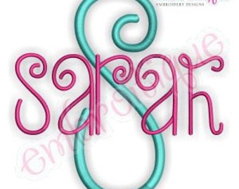 Sarah Thin Curly Whimsical Monogram Alphabet- Instant Email Delivery Download Machine embroidery design