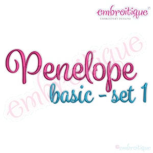 Penelope Basic Set 1 - Calligraphy Script Monogram Alphabet Font f- Instant Email Delivery Download Machine embroidery design