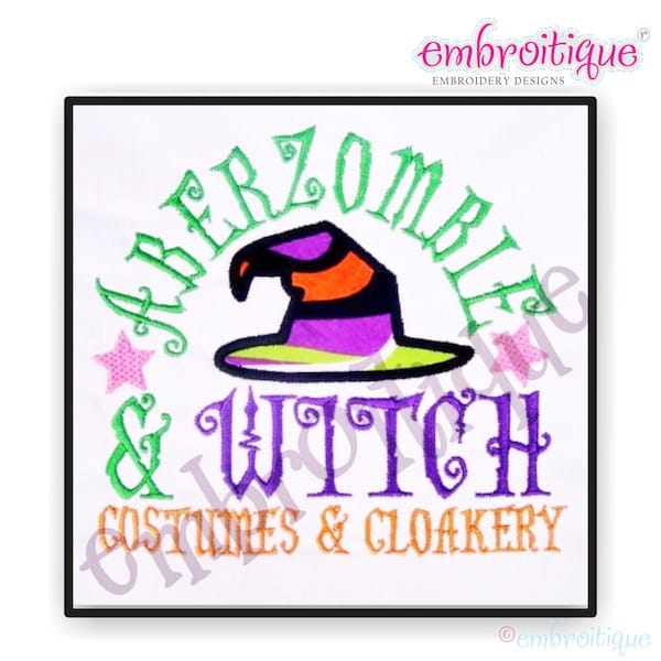 Aberzombie and Witch Costumes and Cloakery Halloween Design Applique- Instant  Download Machine embroidery design