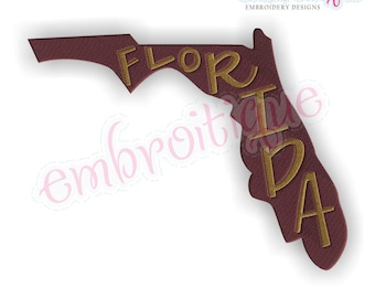 Florida Hand Lettered State  Shape Fill Stitch  - Instant Download Machine embroidery design