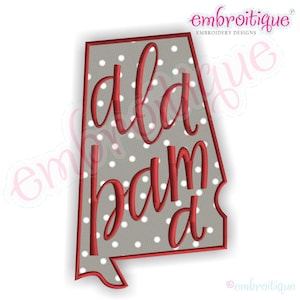Alabama Applique USA United States Roll Tide Crimson - Instant Download Machine embroidery design