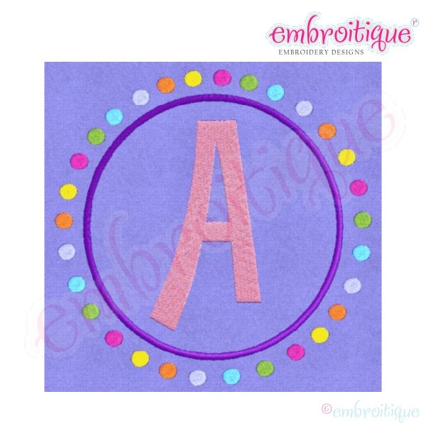 Polka Dot Frame Monogram Set - Machine Embroidery Font Alphabet Letters  - Fun and Funky cute - Instant Email Delivery Download design
