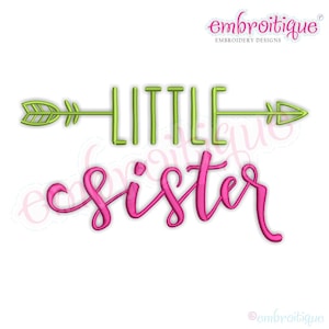 Little Sister With Arrow- Sibling design -  Instant Download Machine Embroidery Design