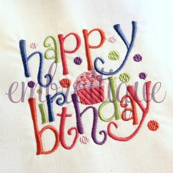 Happy Birthday Block 1- Instant Download Machine Embroidery Design