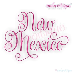 May include: Embroidered design of the words "New Mexico" in a pink cursive font.